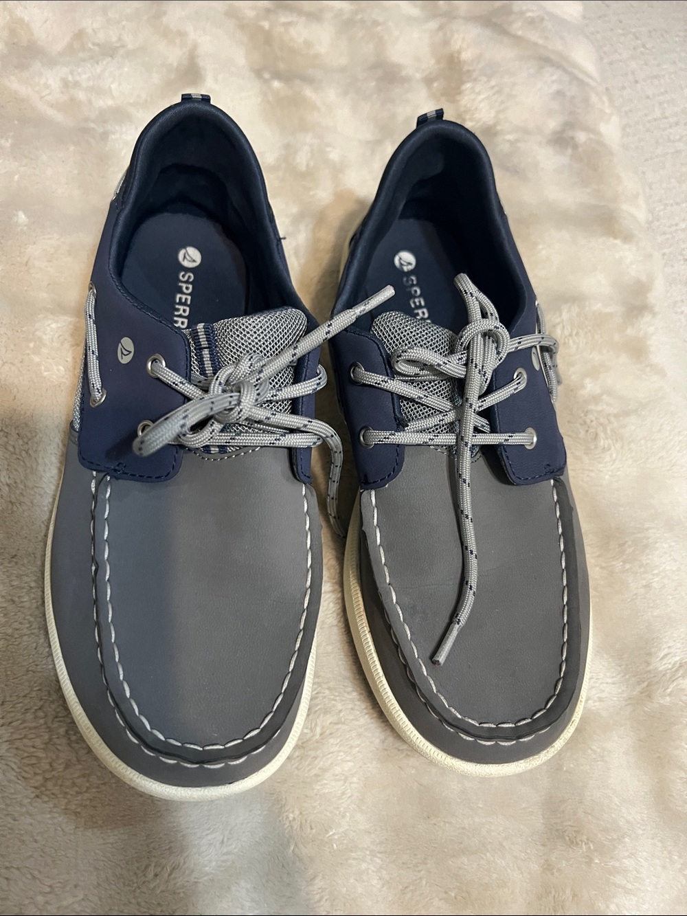Sperry Kids Grey and Navy Boat Shoes
